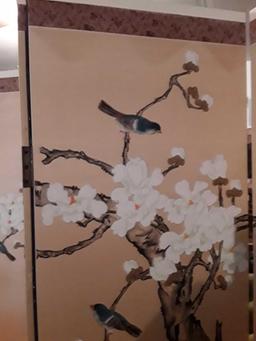 4 Panel, Double Sided, Room Divider, Oriental Style, Appears Handpainted