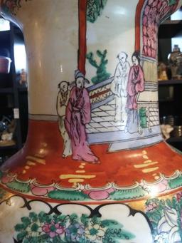 A lovely painted, 2 ft. tall, slender Oriental Vase