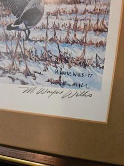 Signed/Numbered Print: "Stubblefield Gleaners-Winter Canadas" by Wayne Willis