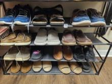 (4) shelves Mens shoes including Skechers, dockers, margaritaville slides,