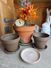 FUN CLAY POTTING GROUPING INCLUDING CLOCK PLANT!
