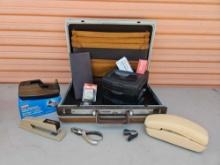 Vintage briefcase and more including New weighted tape dispenser, ATT, MORE