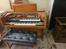 THE LOWRY SYMPHONIZER ORGAN WITH PADDED BENCH SEAT