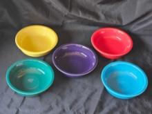 (5) FIESTAWARE SOUP BOWLS HLC, ALMOST 7 IN.