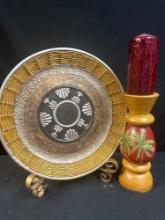 Ornate decor plate and candle holder