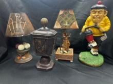 FOUR PIECES OF GOLF DECOR, LUMINARY CANDLES AND MORE