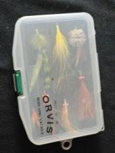 6 IN. ORVIS FLY FISHING BOX WITH 7 FLIES