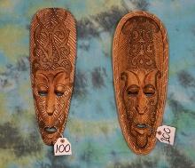 Pair of Hand Carved African Mask