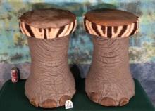 Awesome Pair of Elephant Footstools with Zebra Skins Tops Taxidermy **U.S. Residents Only! **
