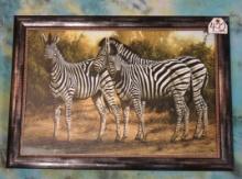 Gorgeous Framed Print of Three Zebras in the Bushvield
