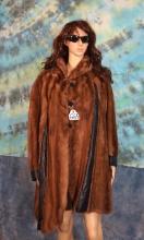 Ladies Pine Martin Long Fur Coat Size L