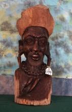 African Hand Carved Native Man Ironwood Head Bust Statue