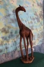 42 1/2" Tall Hand Carved Giraffe from Zimbabwe