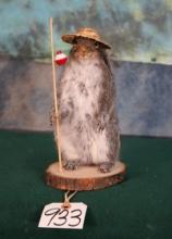 Full Body Squirrel with Fishing Pole Novelty Taxidermy Mount