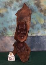 African Man Head Bust Wood Carving