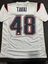 Jehlani Tavai New England Patriots Autographed Custom Football Jersey Beckett Hologram