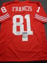 Russ Francis San Francisco 49ers Autographed & Inscribed Custom Football Jersey JSA W coa