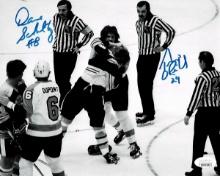 Terry O'Reilly & Dave Schultz Bos Bruins & Phil Flyers Autographed 8x10 Photo JSA W coa