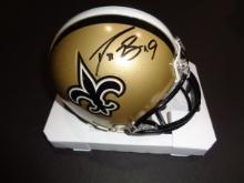 Drew Brees New Orleans Saints Autographed Riddell Mini Helmet GA coa