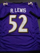 Ray Lewis Baltimore Ravens Autographed Custom Football Jersey GA coa