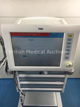 Draeger Evita XL Ventilator on Trolley with Hoses *Software Version 7.02* (Powers Up)