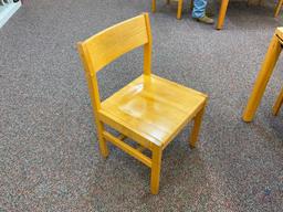 WOOD LIBRARY TABLE W/ (4) CHAIRS