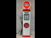 6ft tall Gulf Gas Pump with Lighted Globe
