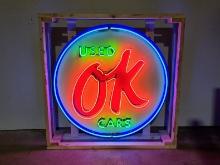 OK Used Cars Tin Neon Sign