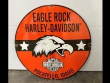 30in Porcelain Eagle Rock Harley Davidson Sign
