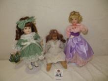 3 Miniture Porcelain Dolls- 1 is a Heidi Ott
