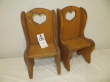 2 wooden doll chairs