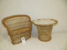 Wicker Bench and table