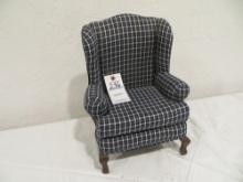 Vintage Doll Chair Wing Back Navy