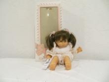Gotz  baby doll white dress pink hearts - signed