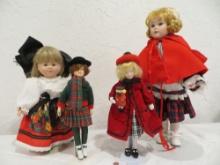 4 dolls - Little Red Riding Hood, Corolle Doll, Ice Skater