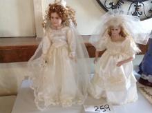 2 Vintage Porcelain Bride Dolls
