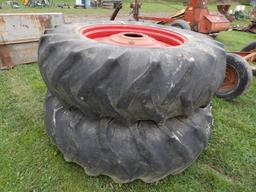 Goodyear 20.8-38 9 Bolt Duals, Nice Offset Rims For Tractor Pulling!