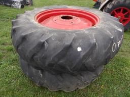 Goodyear 20.8-38 9 Bolt Duals, Nice Offset Rims For Tractor Pulling!