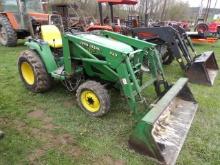 John Deere 4400 4wd Compact Tractor w/ 430 Loader, Hydro, R4 Tires, 7000 Ho