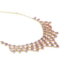 Plated 18KT Yellow Gold 42.00cts Amethyst Necklace