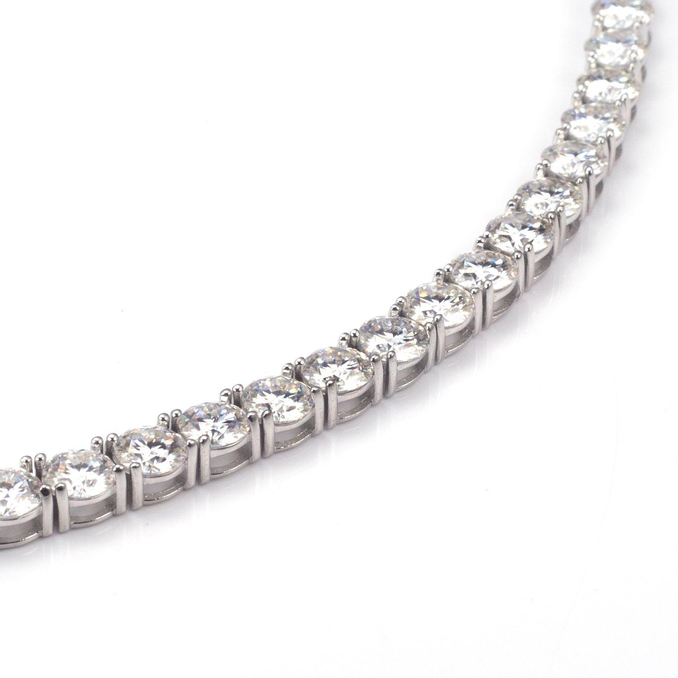 Plated 18KT White Gold 49.00ctw White E-F Fire Moissanite Necklace