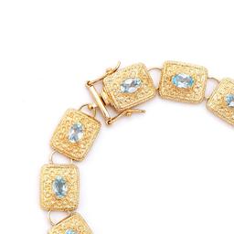 Plated 18KT Yellow Gold 6.55cts Blue Topaz Bracelet