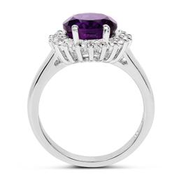 Plated Rhodium 2.40ct Amethyst and White Topaz Ring