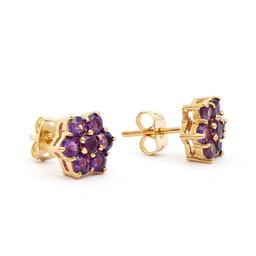 Plated 18KT Yellow Gold 1.21cts Amethyst and Diamond Earrings