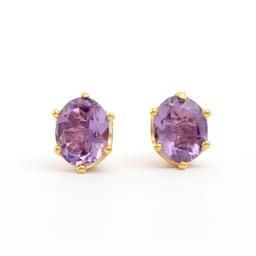 Plated 18KT Yellow Gold 4.25ctw Amethyst Earrings