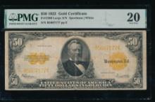 1922 $50 Gold Certificate PMG 20