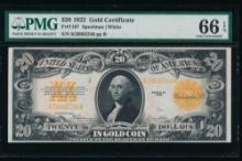 1922 $20 Gold Certificate PMG 66EPQ