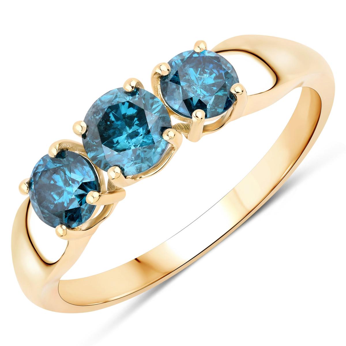 14KT Yellow Gold 1.03ctw Blue Diamond Ring