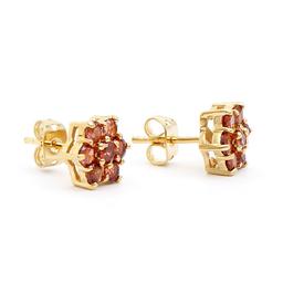 Plated 18KT Yellow Gold 1.31cts Garnet and Diamond Earrings