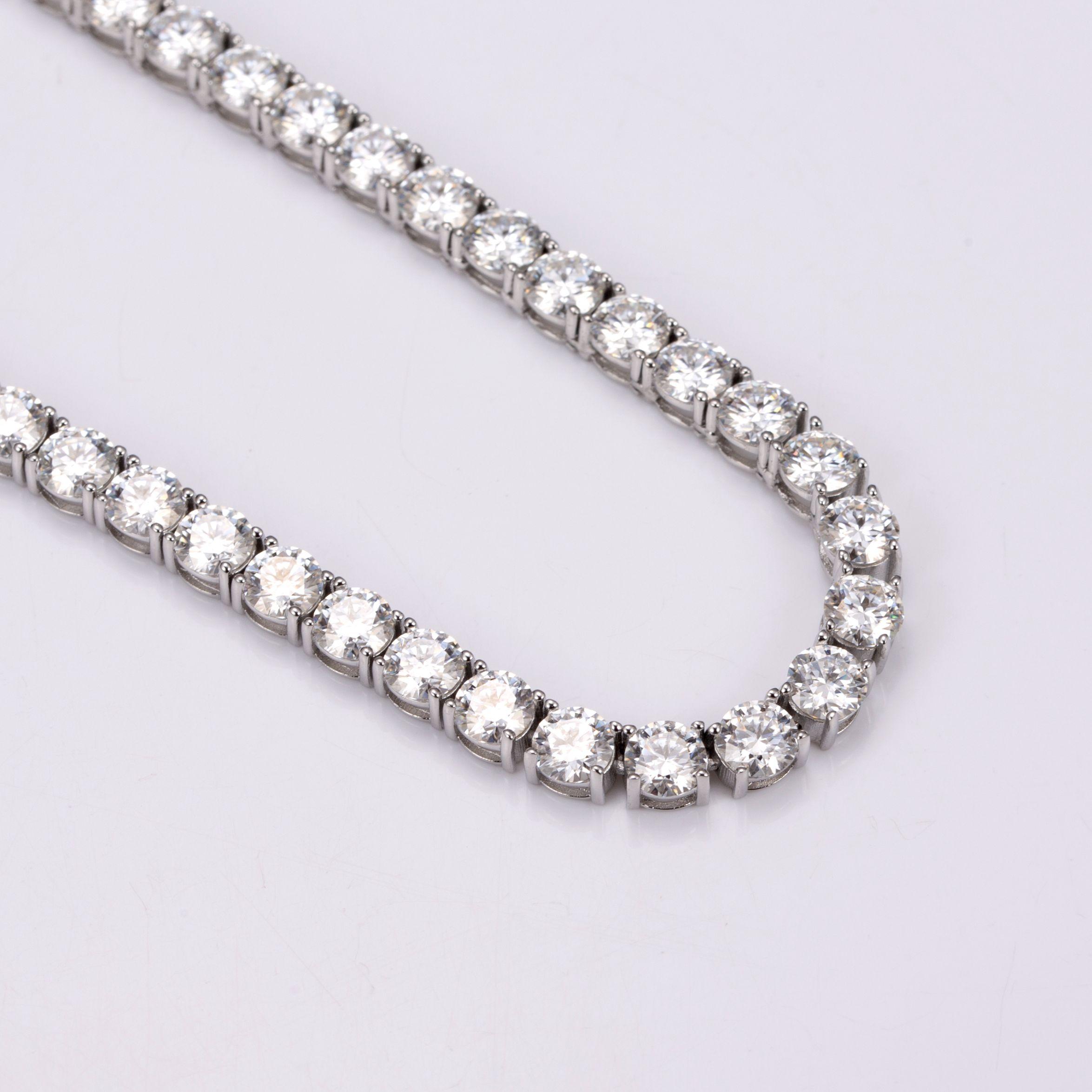 Plated 18KT White Gold 49.00ctw White E-F Fire Moissanite Necklace